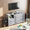 ODK Dresser with Charging Station, Wide Dresser 52'' Long Dresser for Bedroom Dresser with 8 Drawers, Chest of Drawers Easy-Pull