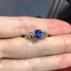 Clusterringe Blauer Sapphire Ring für Frauen Schmuck Real 925 Silber Oval Natural Edelstein Good Color Party Giftstone Geburtsstein 4x6mm Größe