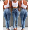 Jeans femininos 2024 Cantura alta calças magras