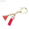 Key Rings Bling Red Rhinestone Dear Triangle Delta Tassel Sorority Key Chain Jewelry 240412