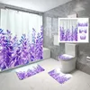 Tende per doccia per tende di lavanda viola colorate colorate piccoli freschi in poliestere di casa in poliestere e gancio non slip cinghia 4pcs 180 180 cm