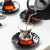 Tazze piatti di tazza tazza tazza set di piattino kit vassoio caffè espresso kit di vetro resistente al calore da viaggio marocchino
