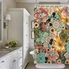 Douchegordijnen badkamer gordijn hangende polyester digitale bedrukt bohemien bloemen mysterie met haakduiding