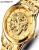 Esqueleto Gold Mechanical Watch Men Automático 3D Dragão esculpido Aço de aço Mecânica Relógio China Luxo Top Self Wind 2018 Y1309575