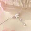 Pendant Necklaces 925 Silver Plated Crystal Shell Cherry Blossoms Charm Necklace For Women Choker Collares Wedding Party Jewelry Dz562