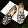 Męskie swobodne małe skórzane buty z jedną stopą w leniwej fasoli ludzie Leopard Print Trendy Mens Taobao