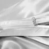 Conjuntos de roupas de cama 3pcs White Wash Grey Silk Capa de seda de luxo Tamanho do têxtil da cama Ceda