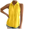 Kvinnors blusar ärmlös knappen ner skjortor Solid Color Ladies Casual Loose Lapel V Neck Tank Topps Summer Kvinnkläder 2024