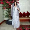 Ethnic Clothing Abayas Muslim Long Dress Women Printed Jilbab Moroccan Kaftan V-Neck Arabic Islamic Turkey Dubai Maxi Robe Gown Drop D Otsyp