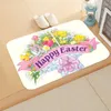 Carpets Easter Printed Wood Grain Egg Floor Mat Entry Door Living Room Kitchen Flannel Carpet Bathroom Non-slip