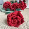 Decorative Flowers Valentine's Day RosesHand-Woven Rose Imitation Crochet Flower Simulation Bouquets Girls Gift DIY