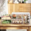 Opslagflessen keukenkast organisator pantry houder koelkast lade voedsel doos transparante vriezer groentaatverdeler container