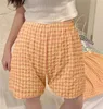 Kvinnor Pants Plaid Quarter Shorts for Women Work Casual High midja Retro Comfy Straight Wide Leg Fashion Oversize Sports