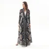 Casual Dresses Miyake Pleated Turndown Collar Vintage Printed Long Sleeve Dress Women 2024 Original Designer Abaya Fashion Looose Coat