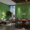 Carta da parati cinese 3D in bambù verde bamboo ristorante retro retrò di bambù bar ristorante sfondo impermeabile