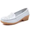 Casual Shoes Mid-heel Women Flat Thick-heeled Middle-aged And Elderly For Girls Soft Sole Hollow White Work