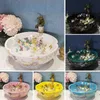 Créative Tabletop Art Basin Petal Shape Ceramic Bathroom Washbasin Egging Faucet Kit