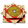 Dekoracyjne figurki Feng shui chiński starożytny drewniany kwadrat luopan kompas metalowa powierzchnia „luo jing yi” skomplikowane luo Pan 16cm