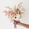 Champagne Artificial Silk Flowers for Home Wedding Christmas Decor Bedroom Centerpiece Table Arrange Bride Holding Fake Bouquet