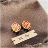 Stud 18K Gold M Brand Letters Designer Earrings For Women Retro Vintage Luxury Round Circle Double Side Wear Chinese Earring Earings E Ottva