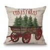 Ferme d'oreiller Fresh Christmas Trees Covers Couvriers du Santa Claus Tree Wagon Retro Style Decorative