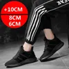 Casual skor sommarmän sneakers mesh andningsbar hiss 6/8 cm utomhushöjande man dolda klackar sport svart