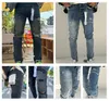 Mor kot pantolon kot tasarımcı kot pantolon erkek skinny jeans lüks tasarımcı kot pantolon sıkıntılı yırtık bisikletçi siyah mavi jean slim fit motosiklet