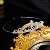 Hårtillbehör 1pc silverfärglegering Crystal Crown Accessory for Women Wedding Rhinestone Bridal Tiara