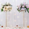 Cylindre 5 / 10pcs Round Shape Flower Stand Golden Silten Wedding Table Centor Table Crystal Road Road pour une décoration de fête d'événement