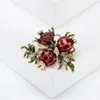 Brooches Beaut&Berry Retro Enamel Pomegranate Flower For Women Unisex Plant Pins Office Party Casual Accessories Gifts