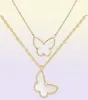 Colliers de bijoux luxueux Designer Diamond Two Butterfly Pendant Collier pour femmes Gold Red Bule White Shell Platinum Pendants 8536645