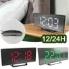 Mirror Digital Alarm Clock Intelligent LED -scherm Moderne gebogen klok USB -oplaad 12/24 uur Desktafel Klok elektronische LED -klok