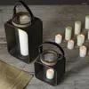 Świecane uchwyty wiatrowoodporne proste świece stół retro żelazne szklane szklane luksusowe drewniane drewniane pe de vela tealight holder wystrój