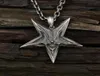 Vintage Mens Satanic Invertered Pentagram Skull Pendant Necklace For Men Punk Demon Chaos Star Baphomet smycken Halsband284k6096627