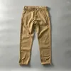 メンズパンツロングメンズコットンレトロインスピレーションの貨物ズボンが複数のポケットを備えたスリムフィットデザイン耐摩耗性