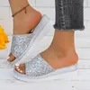 Slipper Bling Keile Frauen Plattform Heels Schuhe Kleider Strand Sandalen Mode 2024 Sommer Flip Flops Femme Pumps Brand Objektträger