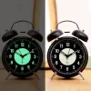 Analog Luminous Alarm Clock Retro Table Desk Alarm Clock Battery Operated With Backlight Loud for Heavy Sleepers Bedroom