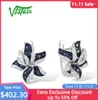 Boucles d'oreilles étalon Vistoso authentique 14K 585 Or blanc pour les femmes Sparkling Diamond Sapphire Elegant Blue Lily Flower Trendy Fine Bijoux1209831