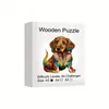 Puzzle en bois de chien coloré pour les enfants adultes, pièces en forme d'animal puzzles puzzles toys, cadeau de Noël décor de la maison gibier familial