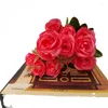 Fleurs décoratives Round Heart Small Rose 5 Fork 15 Head Wedding Simulation Plant Ornements Domestic Ornements Fausse Fleur