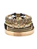 Xury Gold Braided Bracelet réglable Hommes Perles masculines Crown Black CZ Zircon Charme en acier inoxydable Gift Valentin pour la Saint-Valentin Christmas8481560