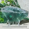 Decorative Figurines Crystal Natural Green Fluorite Slab Slice With Pyrite Quartz High Decoration Gemstone Beauty Healing Home Minerals