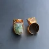 Irregular Fluorite Open Ring for Women Boho Adjustable Reiki Natural Stone Finger Wedding Jewelry Rings