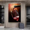 Poster di vetro di vino rosso moderno tela tela art dipinte di vino immagini di vino hd opere d'arte per barre da cucina da bar retti per la casa