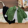 男の子の少女コットンコーデュロイシャツ幼児幼児キッドカジュアルシャツ長い秋の春の春のトップベビー服1-7y 240329