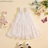 Vestidos de niña niñas pequeñas Cami Tulle Tulle Neck Swleveless 3d Flow Bordery Princess Dress Inquirntler ropa de verano Y240412