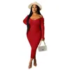 Casual Dresses Fat Women Plus Size Larger Over Knee Dress Long Sleeve