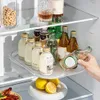 Turntable Organizer For Refrigerator 360 Rotatable Rectangle Storage Rack Clear Turntable Rack For Kitchen Cabinet Table Pantry