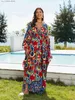 Robes sexy urbaines Bohemian imprimé à la mode sexy V Long Robe slve pour femmes 2024 Femmes d'été Plus taille Portez des robes maxi Q1591 1 T240415