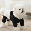 Vestuário para cães preto e branco Bodysuit de inverno de quatro pernas panda transfiguração de cachorro espessado roupas quentes roupas de pelúcia de pelúcia